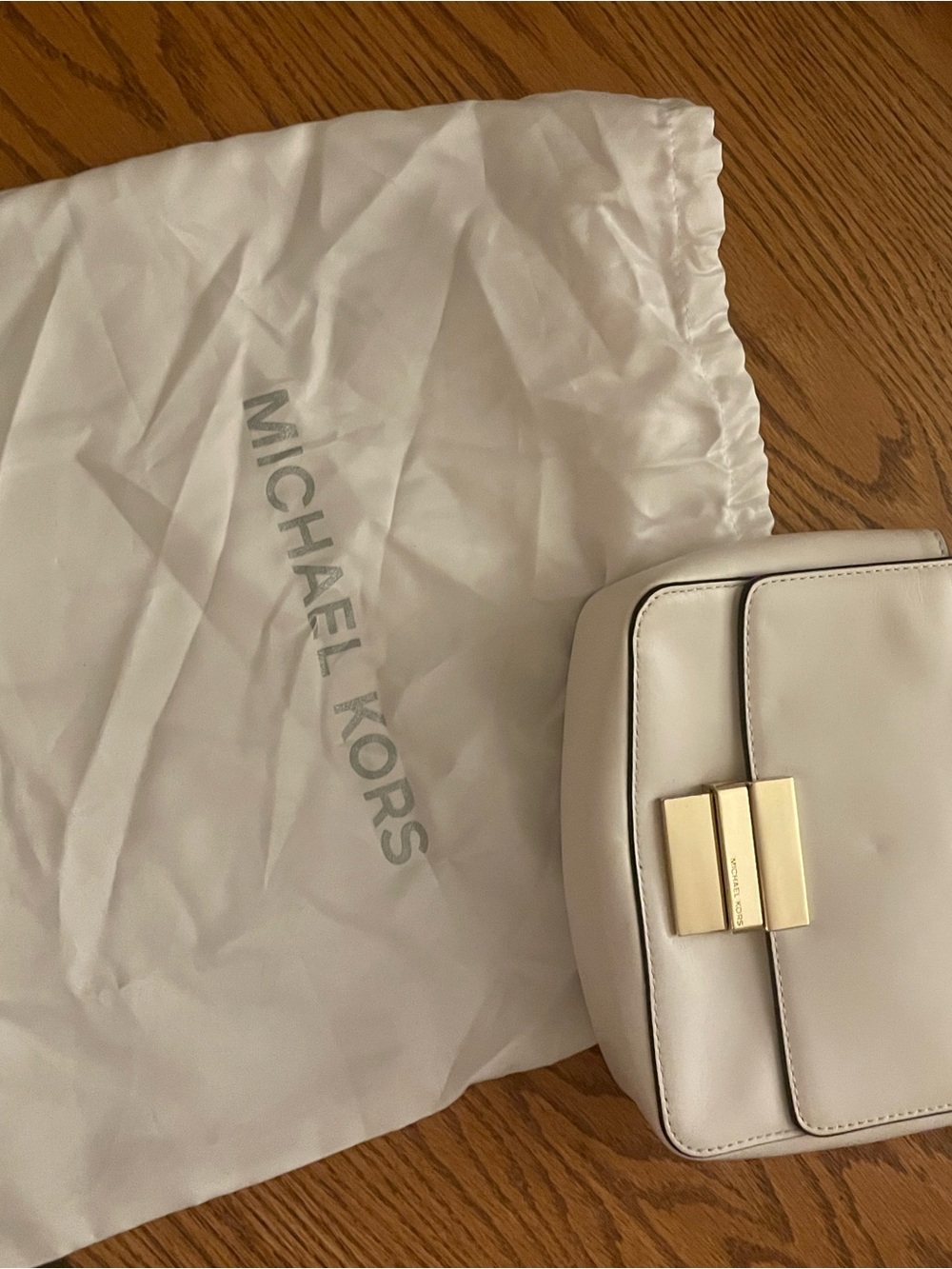 Michael Kors Cream Leather Crossbody with Gold Lock